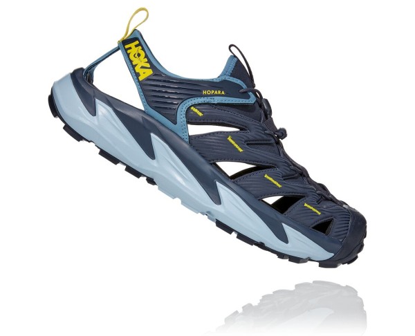 Hoka One One Hopara Sandal Mens UK - Blue Hiking Shoes - PTLCW9647